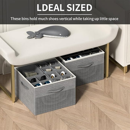 Aokeyee Shoe Organizer for Closet, 2 Pack Foldable Shoe Storage Organizer Box - Image 4
