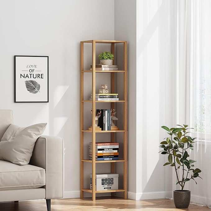 TUTOTAK Bookshelf, 6-Tier Tall Narrow Book Shelf - Image 3