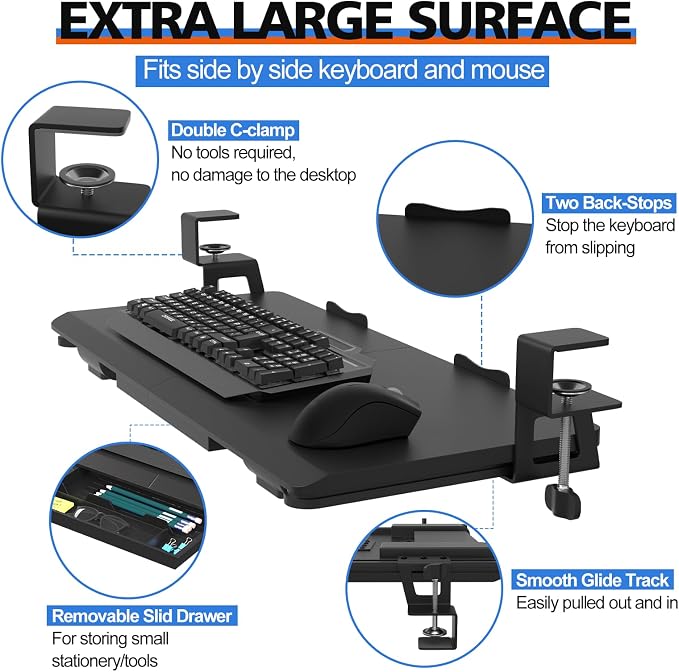 Large Keyboard Tray Under Desk Slide Out - Image 3