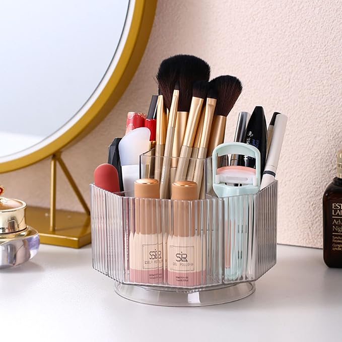LINFIDITE 360°Rotating Makeup Brush Holder Cosmetic Display Case Clear Makeup by LINFIDITE