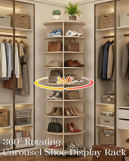 8 Tier Rotating Shoe Rack Tower Organizer Spinning Lazy Susan Rack | - Image 6