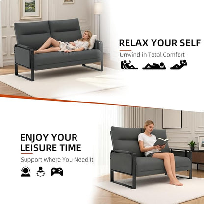 3-Piece Living Room Sofa Set, Faux Leather Loveseat & Accent Chairs Set of 2 - Image 8