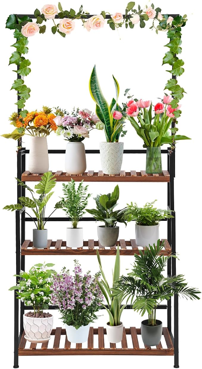 3 Tier Metal Plant Stand, Corner Flower Pot Holder Rack, Stair-Step Style by Unknown