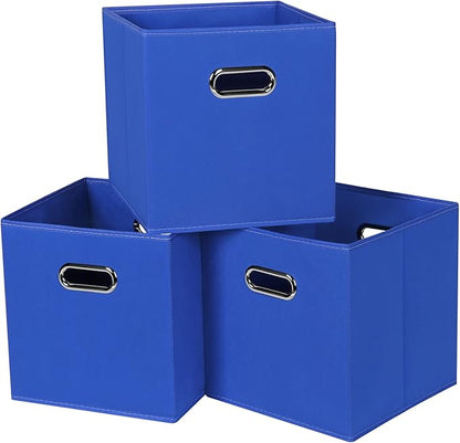 Black Fabric Cubby Storage Bins, Cube Organizer Bin Foldable Storage Boxes by Yunkeeper