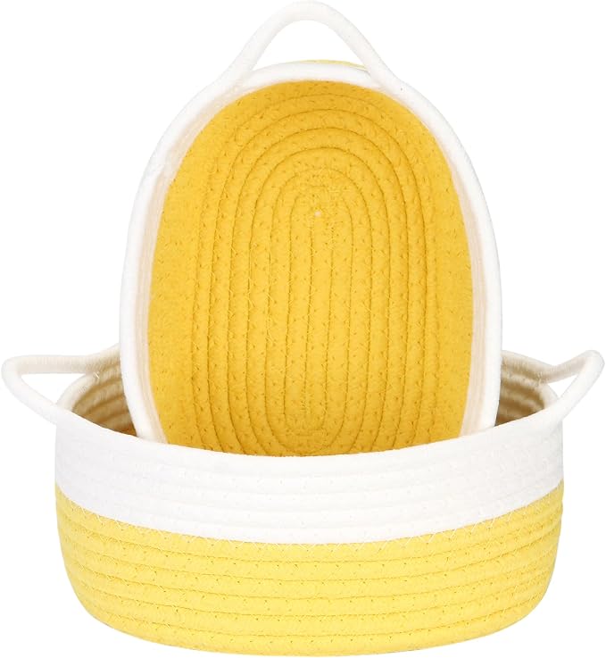 Sea Team 2-Pack Cotton Rope Baskets, Fabric Tray, Oval Open Dish by SeaTeam