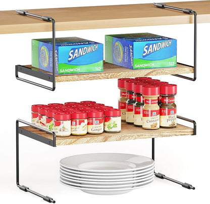 SpaceAid Cabinet Shelf Organizers 2 Pack, Kitchen Counter Organizer Rack Under by SpaceAid