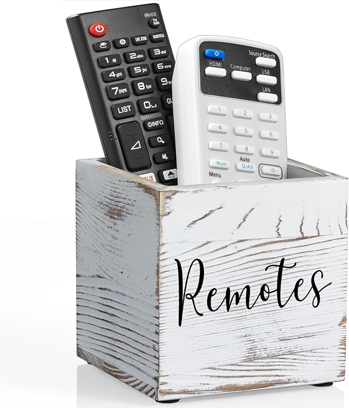 DRASTAR Remote Control Holder, Wood TV Remote Holder, Remote Storage Caddy by EnhanceYourDailyLife