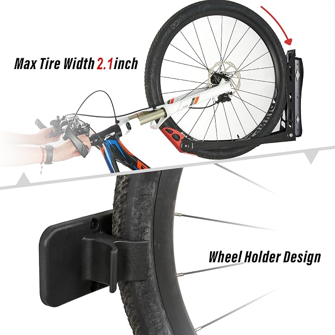 Wallmaster BIKEPAL Swivel Bike Rack, Wall Mounted Vertical Bike Storage Hanger - Image 7