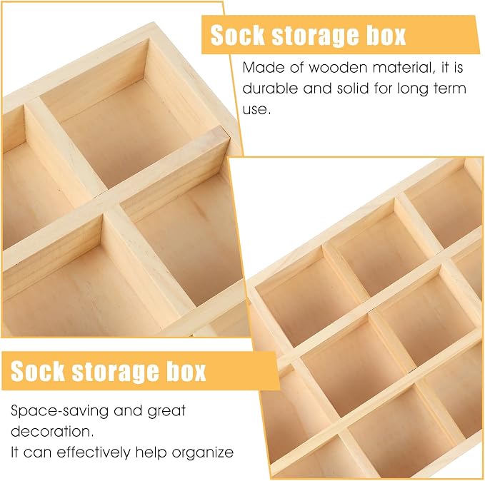 2 Pack Wooden Sorting Tray Grid Display Wood Divided Organizer Rectangular - Image 4