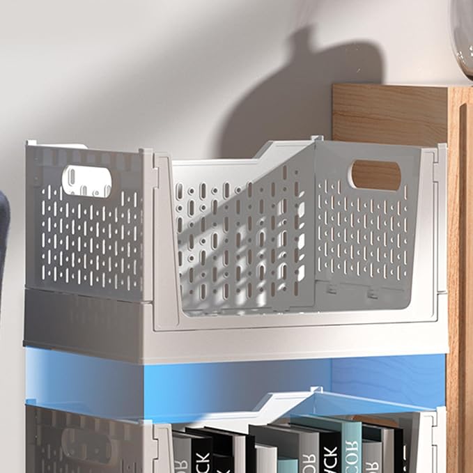 Rolling Book Cart - 40L Foldable Storage Container Mobile Basket - Image 8