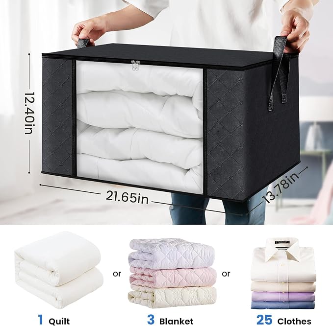 Fab totes Storage Bags, Clothes Blanket Storage Bins Foldable Closet Organizers - Image 2