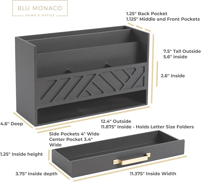 BLU MONACO | Wooden Mail Organizer - Image 3