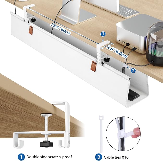Zilink Large Cable Management Under Desk 40" No Drill Desk Cable Management - Image 4