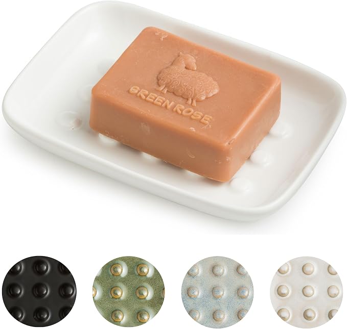 Soap Dish, Ceramic Soap Holder Shower Soap Dish by Miamolo
