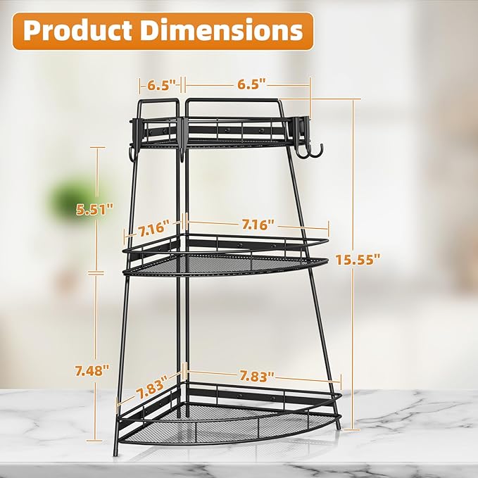 VITVITI 3 Tier Corner Bathroom Counter Organizer, Metal Bathroom Countertop - Image 2