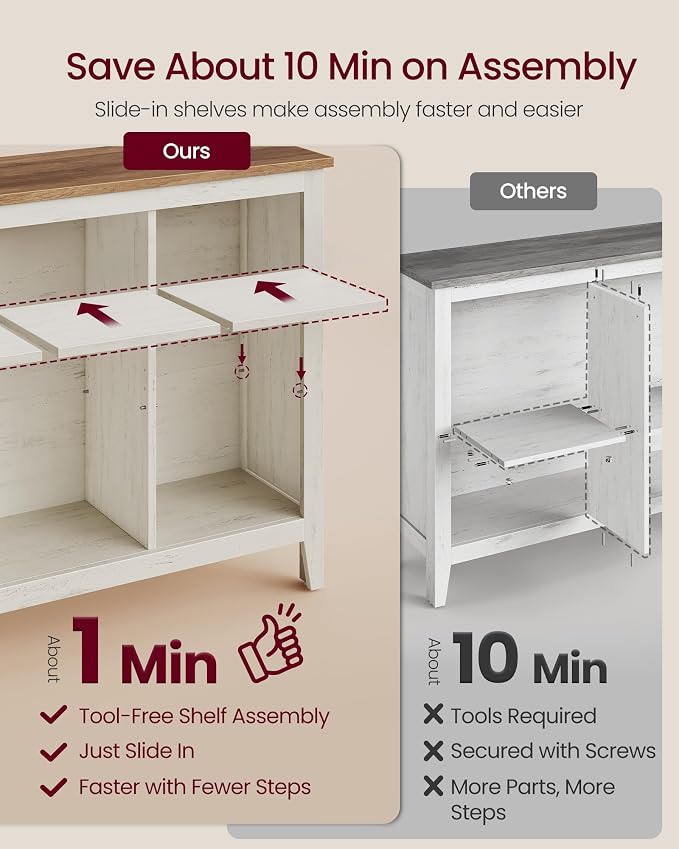 VASAGLE Liry Collection Farmhouse Bookcase, 8-Cube Storage Organizer - Image 4