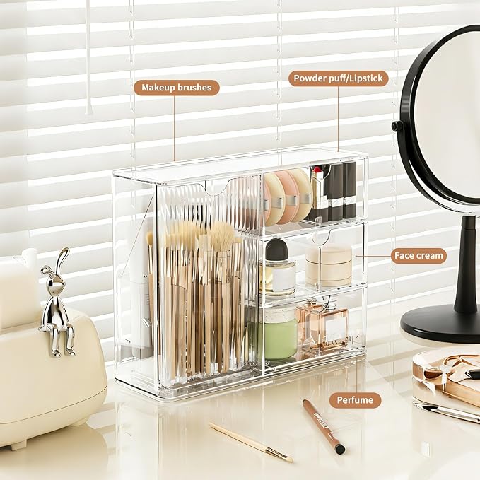 Makeup Organizer with Covered Brush Holder - Image 4