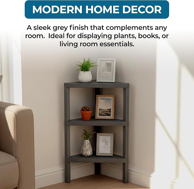 Honey-Can-Do 3-Tier Plastic Corner Storage Shelf, kitchen or office - Image 6
