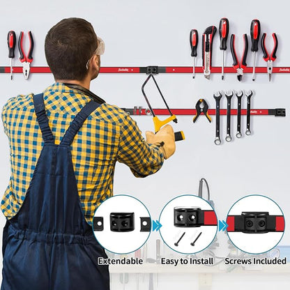 6 Pieces 24" Magnetic Tool Holder Strip, Metal Tool Organizer Rack - Image 3
