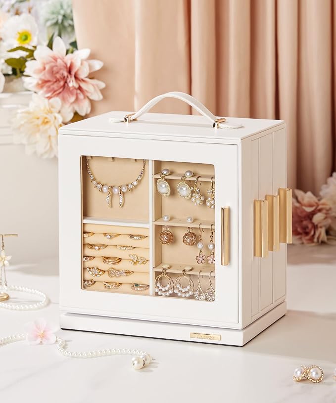 Homde Christmas Gifts Jewelry Box 360° Rotating, Necklace Earring Organizer - Image 2