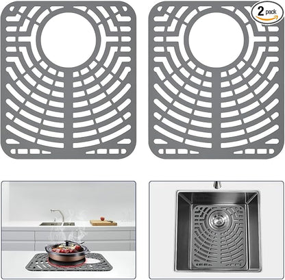 2PCS Silicone Sink Protector 12"x14" Rear Drain Hole, Heat Resistant Non-slip by snuggery