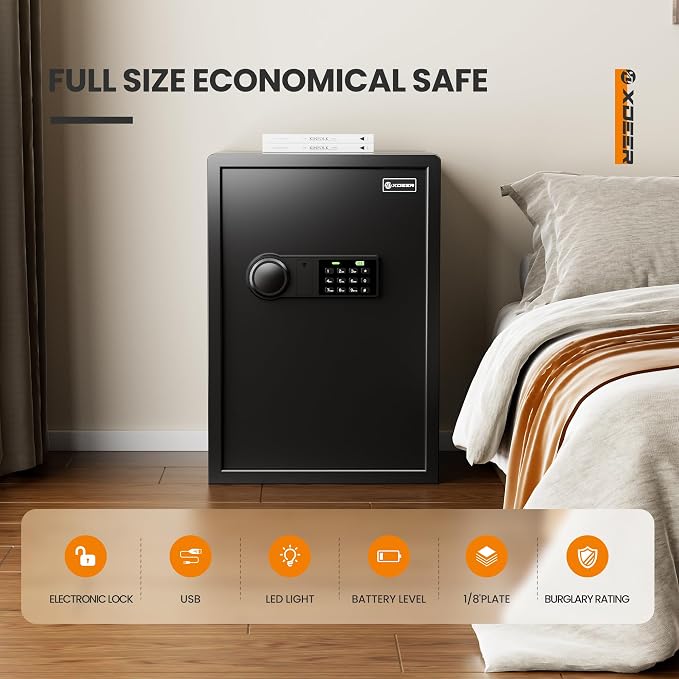 XDeer Biometric Safe Box, Quick-Access Security Safe Box - Image 3