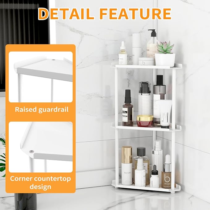 3 Tier Bathroom Counter Organizer, Vanity Organizer Corner Shelf, Makeup - Image 6