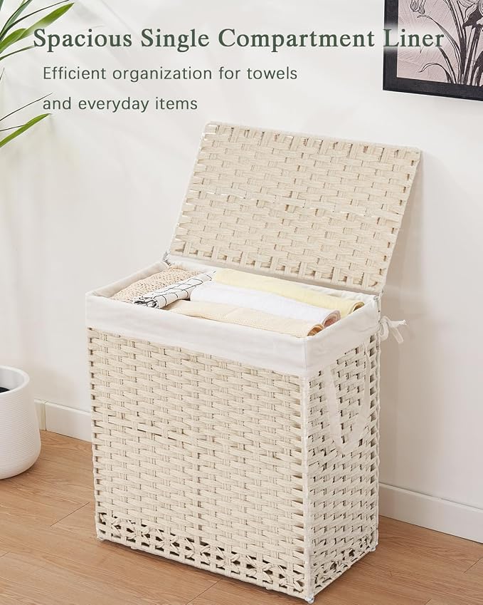 SETVSON Laundry Hamper with Lid Wicker Laundry Basket 112 L Laundry Hampers - Image 4