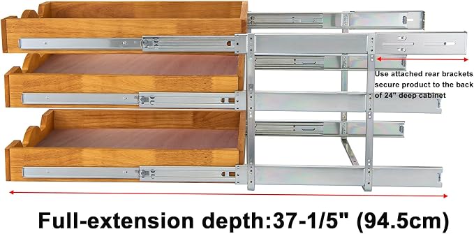 DINDON 3 Tier Pull Out Cabinet Organizer 14”W X21”D Slide Out Shelves - Image 7