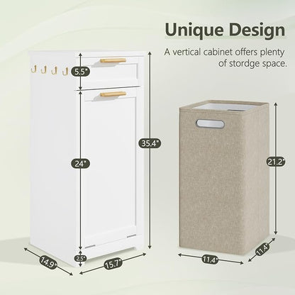 VECELO Tilt Out Laundry Hamper, 1 Drawer and 4 Side Hooks - Image 3