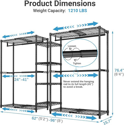 VIPEK X3 Expandable Heavy Duty Clothes Rack Adjustable from 5'2" to 8' - Image 6