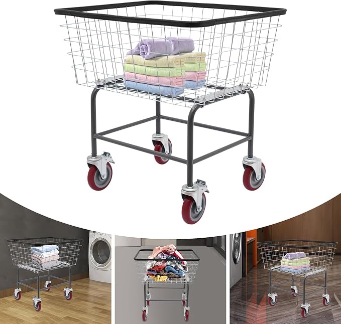 Heavy Duty Steel Wire Laundry Cart - Image 5