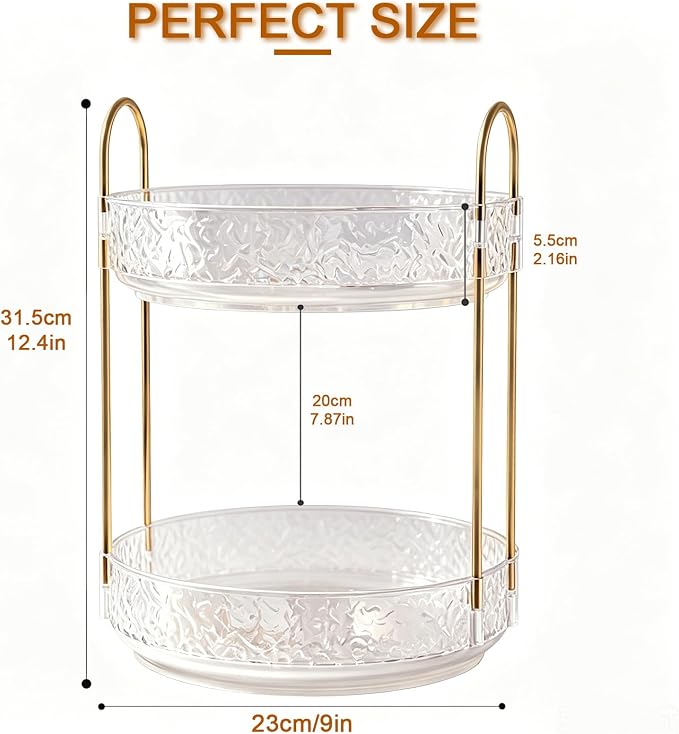 Fangoo 2 Tiers Clear Rotating Makeup Organizer - Image 2