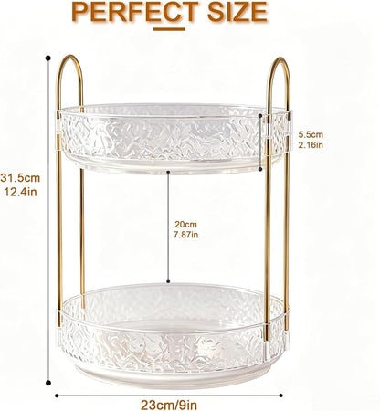 Fangoo 2 Tiers Clear Rotating Makeup Organizer - Image 2