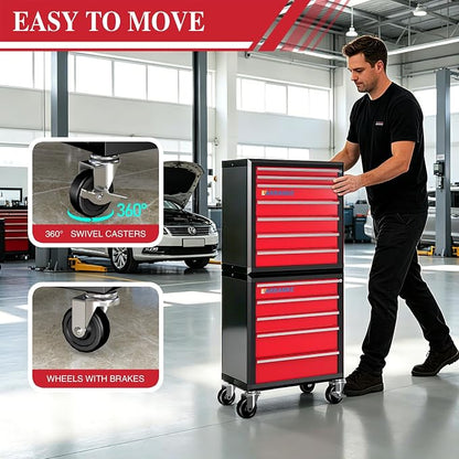 LARBANKE 12-Drawer Tool Chest Features 360° Swivel Castors and Locking - Image 5