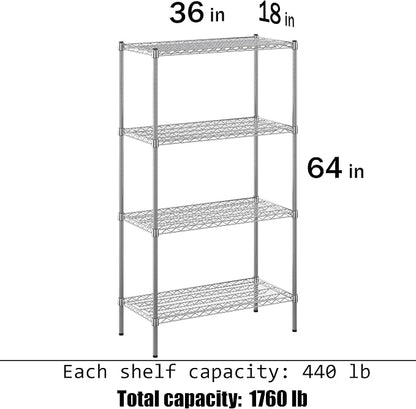 18" Deep x 36" Wide x 64" Height Wire Shelving Kit | 4-Tier | NSF Commercial - Image 3