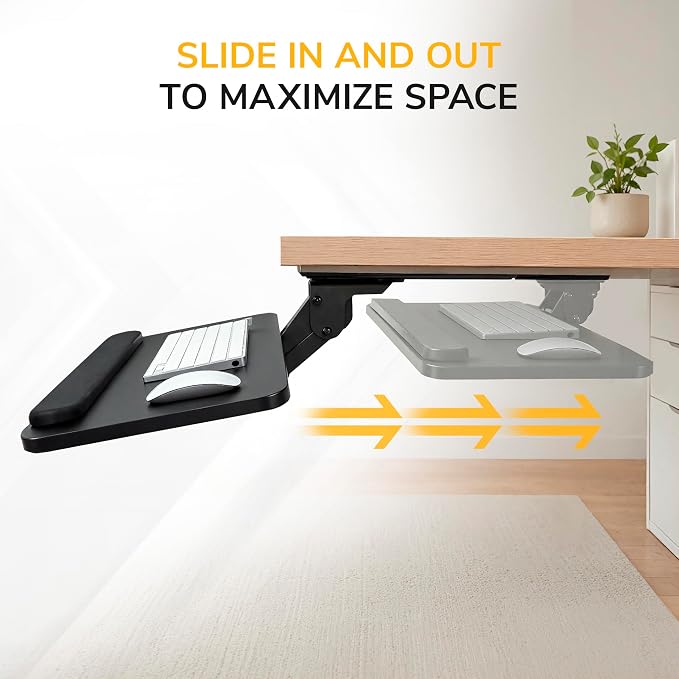 Mount-It! Under Desk Keyboard Tray, Slide-Out Keyboard Drawer - Image 6