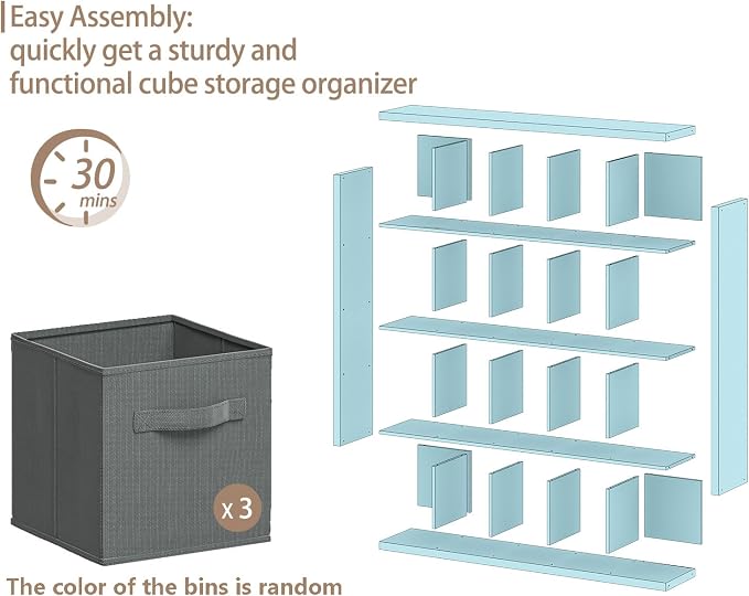Sturdy Wooden Bookshelf with Storage Bins - Image 5