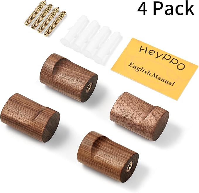 Wooden Wall Hooks 4 Pack, Modern Decorative Coat Hook Wall-Mount, Handmade - Image 7