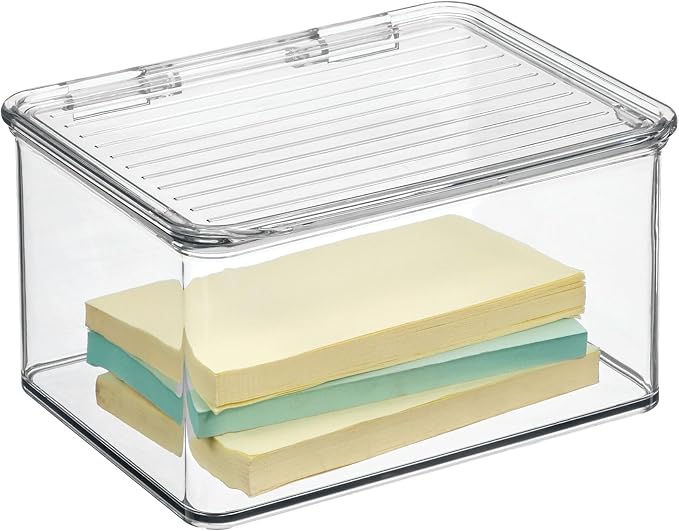 iDesign Plastic Stackable Hinged-Lid Storage Box, Freezer and Fridge by iDesign