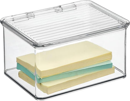 iDesign Plastic Stackable Hinged-Lid Storage Box, Freezer and Fridge by iDesign