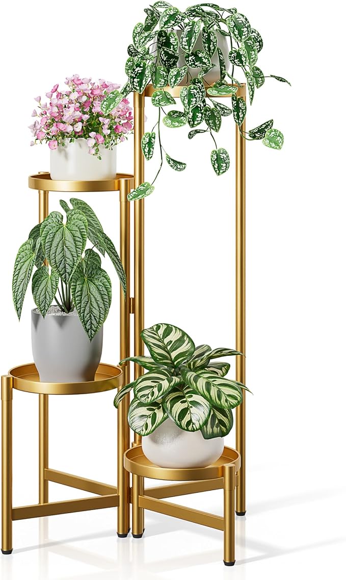 Gold Plant Stand, 4 Tiered Plant Stand Indoor by Unknown