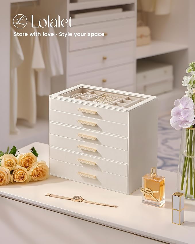 Lolalet Jewelry Box Organizer, 6-Layer Jewelry Organizers and Storage Case - Image 4