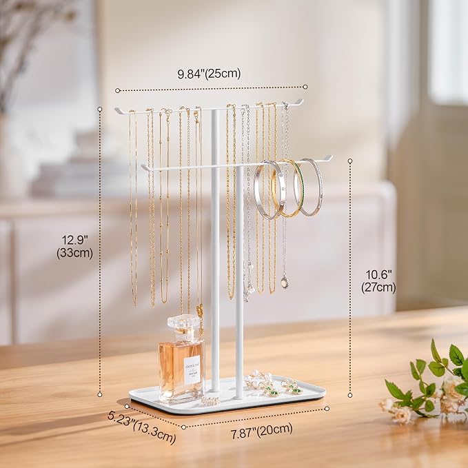 pickpiff Necklace Holder Jewelry Organizer Stand – 2‑Tier T‑Bar Jewelry Display - Image 7
