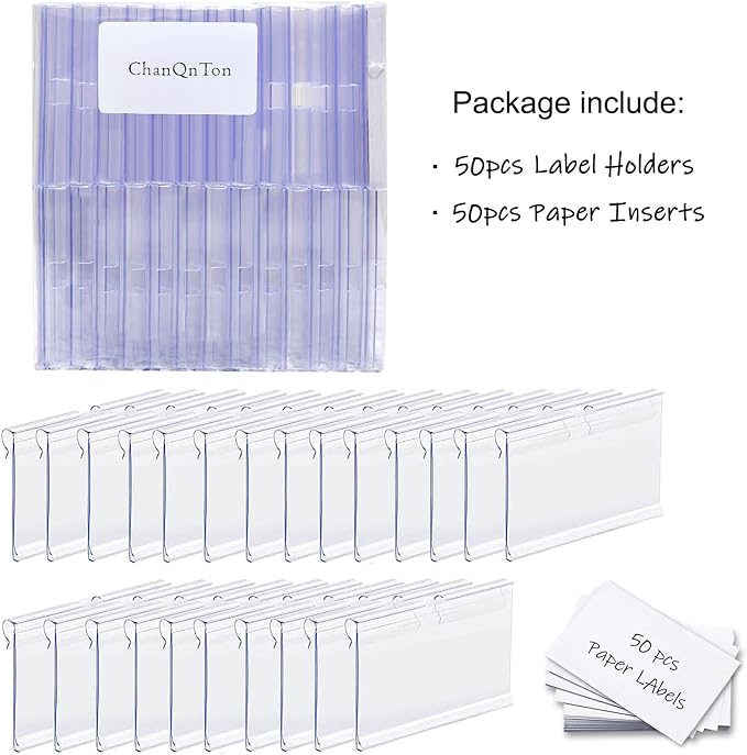 50PCS Basket Bin Labels Clip On, ChanQnTon Clear Plastic Label Holders - Image 7