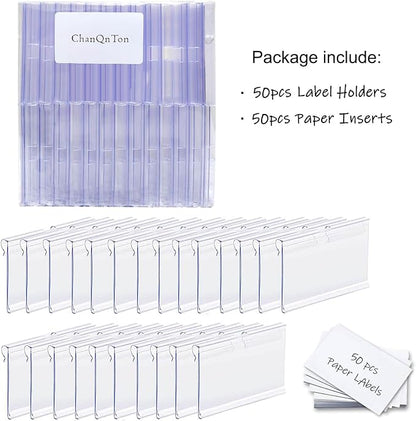 50PCS Basket Bin Labels Clip On, ChanQnTon Clear Plastic Label Holders - Image 7