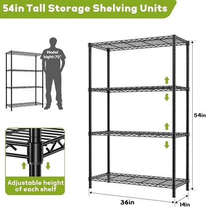 Storage Shelves Heavy Duty, 4-Tier Adjustable Metal Industrial Utility Shelf - Image 2