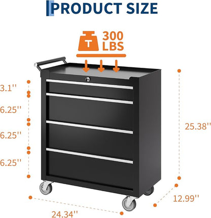 Garvee Rolling Tool Chest, 4 Drawers Tool Storage Cabinet, Toolbox - Image 3