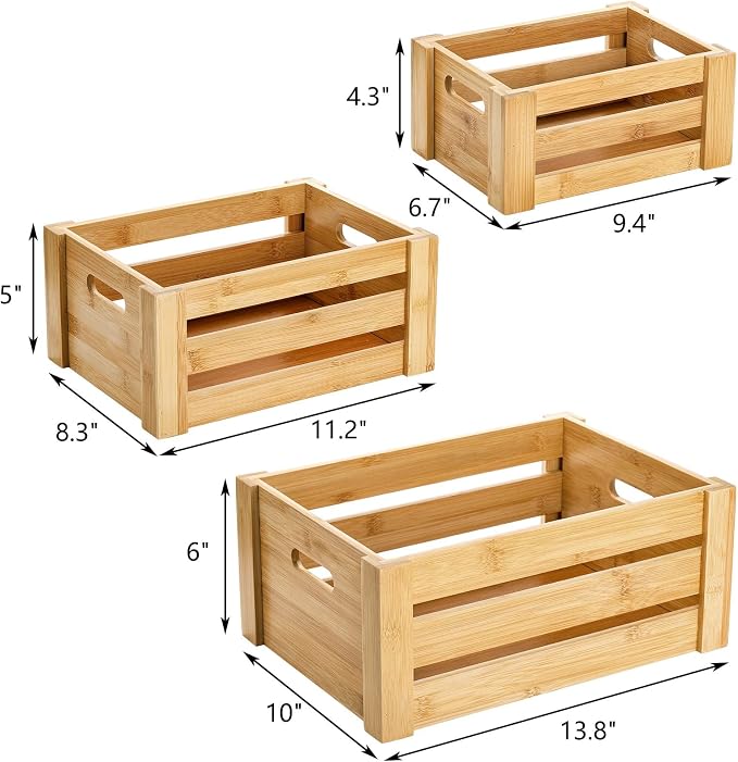 Lawei Set of 3 Bamboo Nesting Crates - Image 2