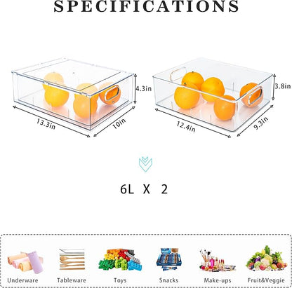 MANO 2Pack Clear Fridge Drawers Pull Out Stackable Refrigerator Drawer - Image 3